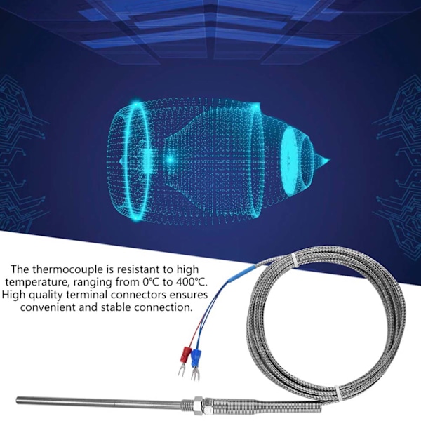 M8-gänga PT100 Platinamotstånd termoelement 100 mm sond temperatursensor tråd 0-400 ℃ (3 m)