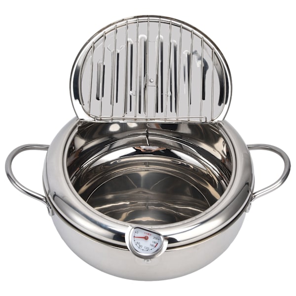 304 Stekepanne i rustfritt stål Temperaturkontrollert minifryer med termometer for kjøkken Rustfritt stål Farge 304 rustfritt stål 24cm / 9.4in