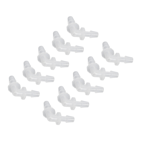10 st Armbågsslangskarv 90 graders anslutningsadapter L-form Lika diameter Plastkopplingar 4,8 mm