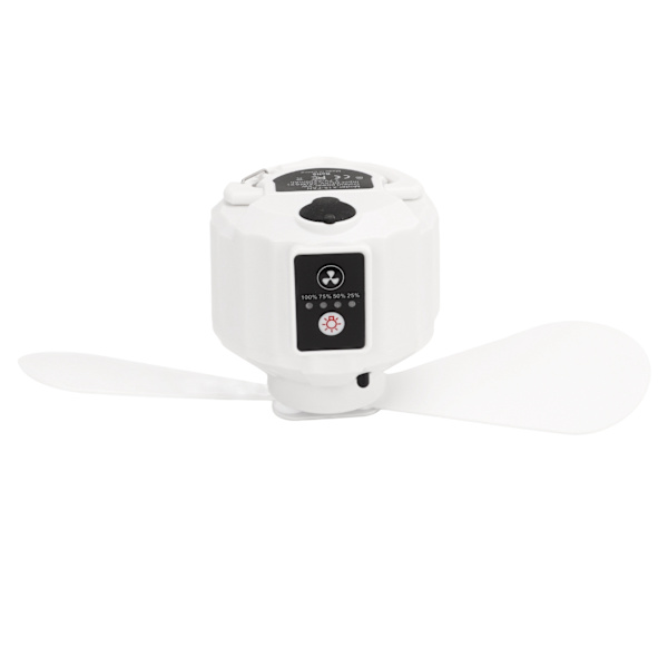 Telt Loftventilator Udendørs Bærbar Dobbeltbladet Ventilator Camping USB Lys Elektrisk Ventilator Hvid 5200mAh