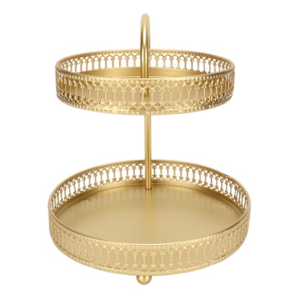2-lags frugtbakke guld elegant stor kapacitet dekorativt multifunktionelt cupcake stativ til hjemmefest køkken