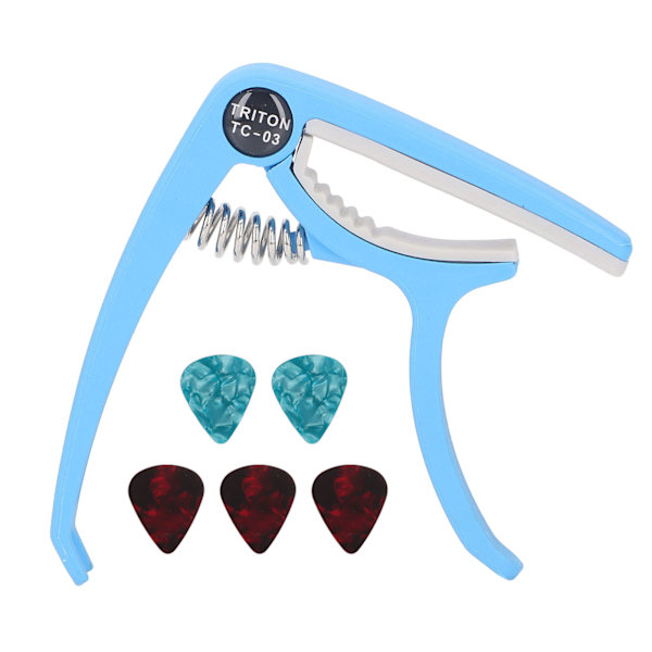 Elgitarr Capo ABS Quick Release Ukulele Gitarr Capo Set med 5 st gitarrval för Mandolin Banjo Blue