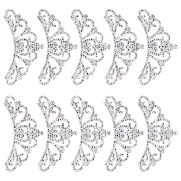 10 st Strass Tyg Applikation Kronformade Märken Klädtillbehör 8,3x4,5cm Vit