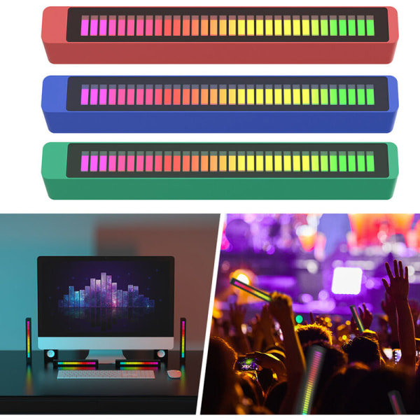 Äänireaktiivinen RGB-valopalkki 32-bittinen RGB-värillinen ääniäänensäätö Musiikin rytmivalo autotoimistoon DJ Studio Pelihuoneen sisustus, malli: Sininen
