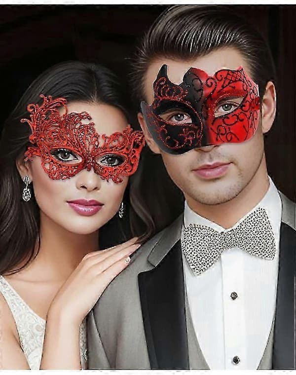 Parmasker Set Plast Halloween Kostymmask för Kvinnor och Män - Bra blue