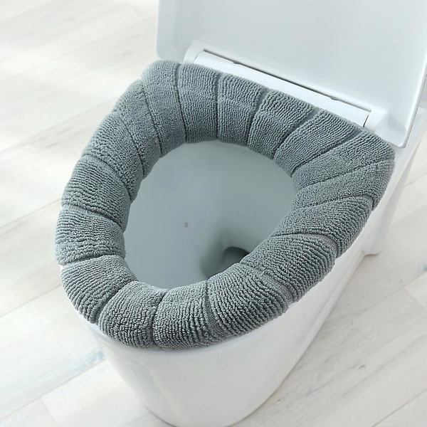 Toalettsetetrekk Varm nordisk stil Toalettsete Baderomstilbehør Strikket O-formet hjemmeinnredning Vaskbar Grey