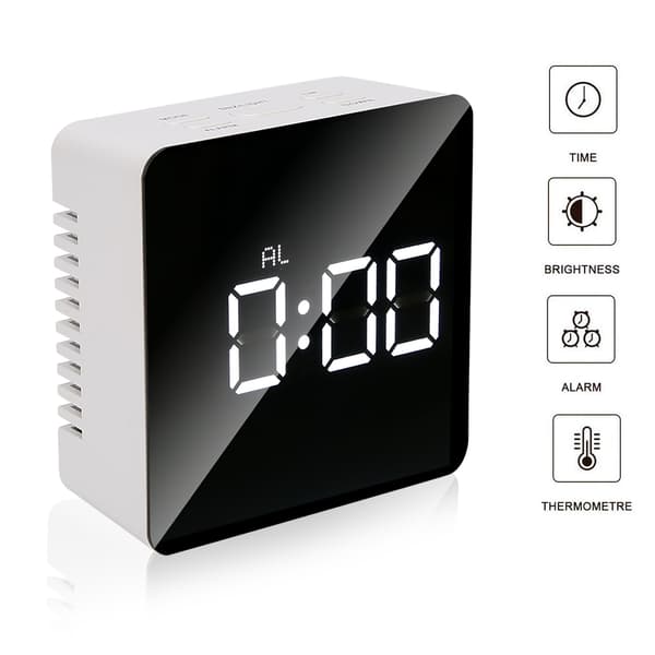 【NX】Multifunktionel LED-vækkeur Desktop Makeup Spejl Timer Digitalt ur
