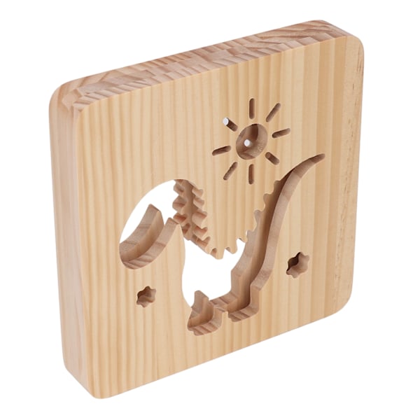 Puunveistolamppu Dinosaurus Ontto Kuvio Lämmin Valkoinen Valo USB-virtalähde Mänty 3D Puinen Lamppu Yövalo Lapsille Makuuhuoneisiin