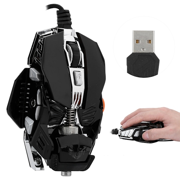 Gaming Mus Ledning USB Mekanisk Glødende Krystalkugle Aggraverede Computertilbehør Sort USB
