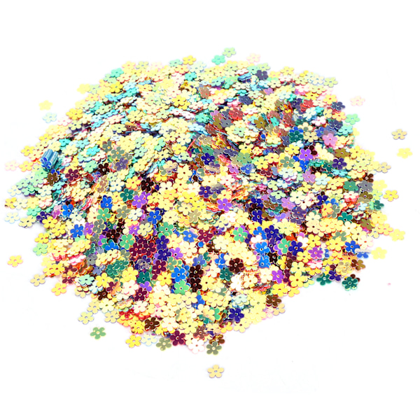 Konfettikukat, glitter- ja paljettikukat, värikkäät, juhliin, häihin, koristeluun, tarvikkeet (0,7 cm, viisi terälehteä kukka)