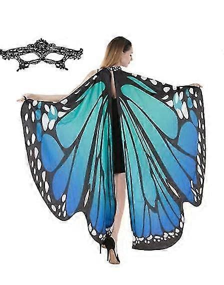 Perhossiipinen viitta, pitsinaamio, Halloween-asuste Blue