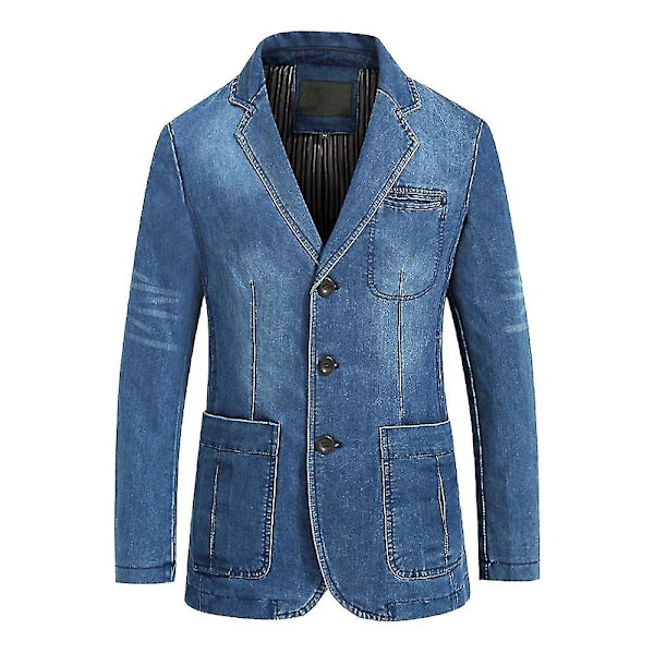 Mænds Afslappet Denim Blazer Jakke XL Lyseblå