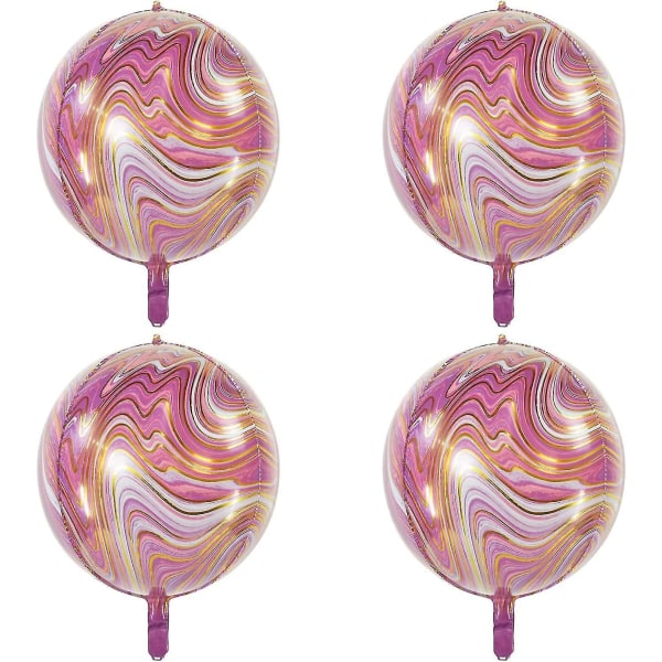 22 tommers rosa store agat folieballonger Marmorfolieballonger runde sfære Mylar 4d ballonger