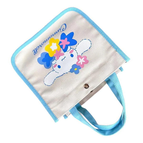 Bento-laukku Canvas-kankaasta kahvalla, söpö koiran kuvio, lounaslaukku kouluun ja työhön, sininen