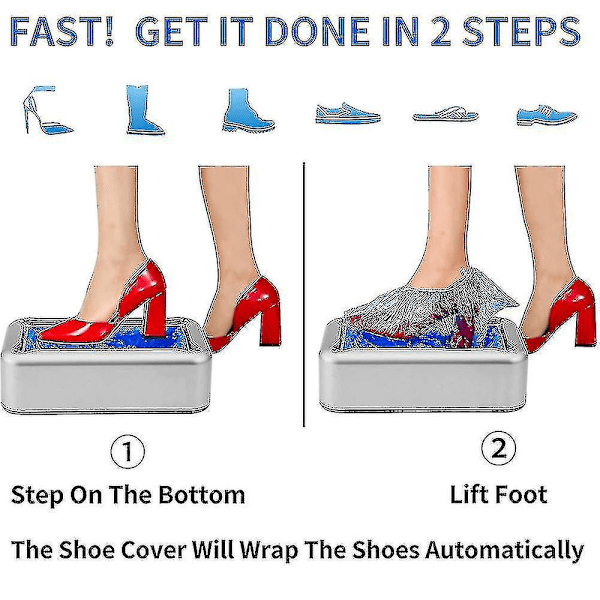 Automatisk Smart Sko-Overtræk Dispenser, T-Spænde Design, Engangs PE Vandafvisende Sko-Overtræk til Rene Indendørs Gulve, Blå