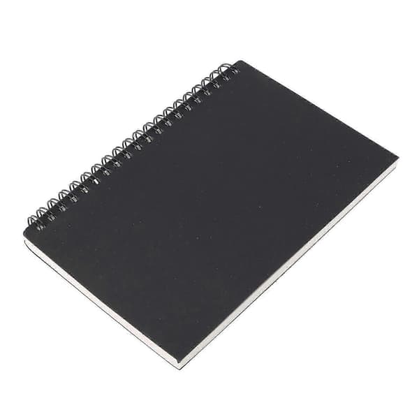 Retro Kraft Coil Blank Skiss Notebook, Svart/Vit Black and white