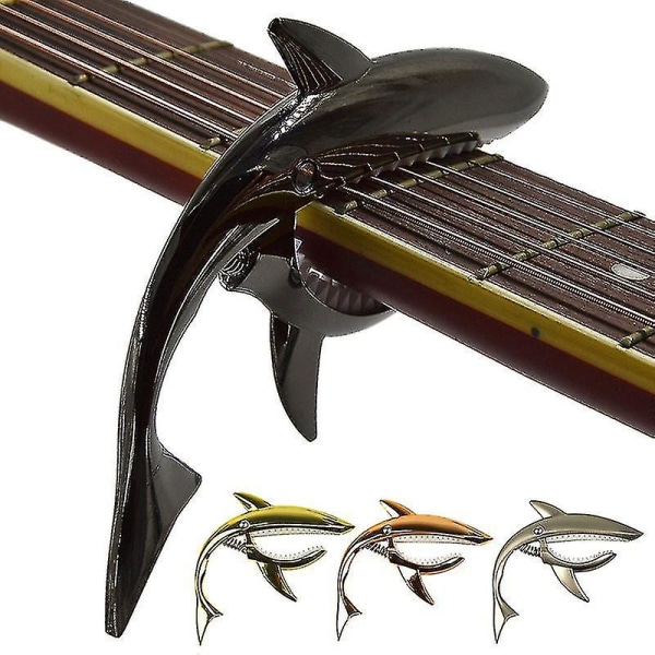 Metallgitar Capo Shark Capo for akustiske og elektriske gitarer, 1 stk, matt sølv Zinuo Boutique Black