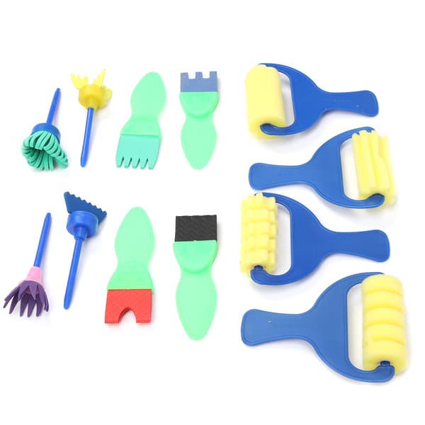 12 kpl sienimaalaussiveltimiä EVA-leimarulla DIY Early Learning Tools Taaperoille Lapsille Maalisetti