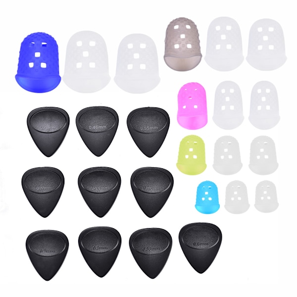 Silikongummi fingertoppsskydd Fingerstall och Gitarr Finger Picks