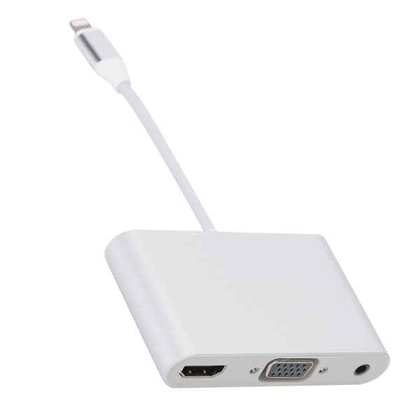 Aluminiumslegering til IOS System Interface til HDMI+VGA+3.5MM Adapter Udstyr Sølv