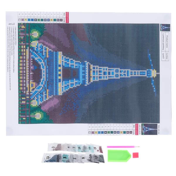 Lysende diamantmaling DIY TowerPattern Diamond Art Kit Håndverk Kompatibel med hjemmeveggdekorasjon