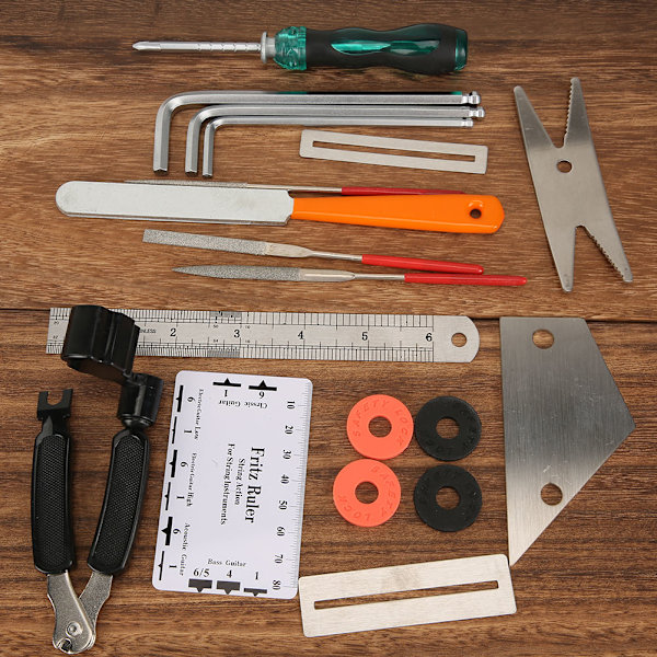 Guitar Repair Maintenance Tool Kit 3 i 1 String Winder Leveling Linjal Fret Sanding File (Gitar Repair Maintenance Tool )