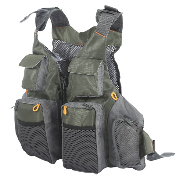 Flugfiskevest Multipocket Vest Justerbar Fiskeredningsvest med Flydedyna