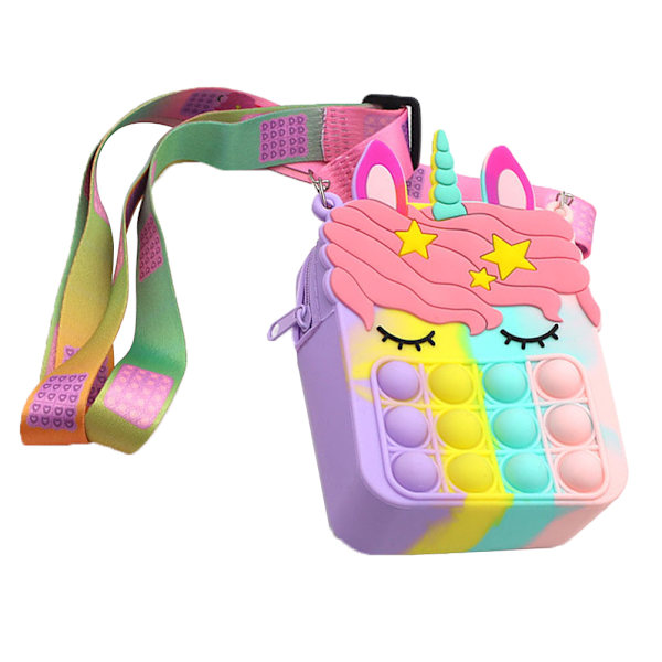 Push Bubble Sensory Toys Silikon Stress Reliever Toy Myntväska Telefonväska Axelväska med avtagbar axelrem för barn Vuxna