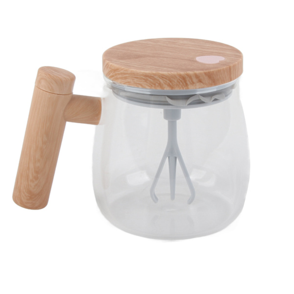 Automatisk omrörande kaffemugg med genomskinligt lock Beige Vit 350ml 400mAh IPX6 Typ C Touch Switch Elektrisk blandningskopp för kaffemjölk