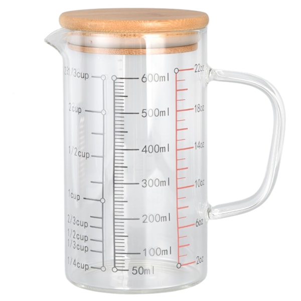 Glasmätkopp V-format munstycke Klarskala Bekvämt grepp Borosilikatglas kaffekoppar 600 ml