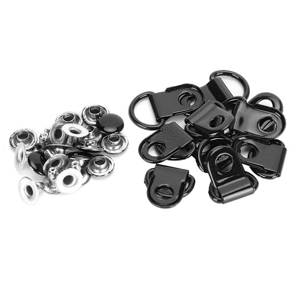 100 Sæt Sko Snøre Kroge DRing Øje Spænde Messing Sko Læder DIY Nit Værktøj Glans Sort 9x22mm