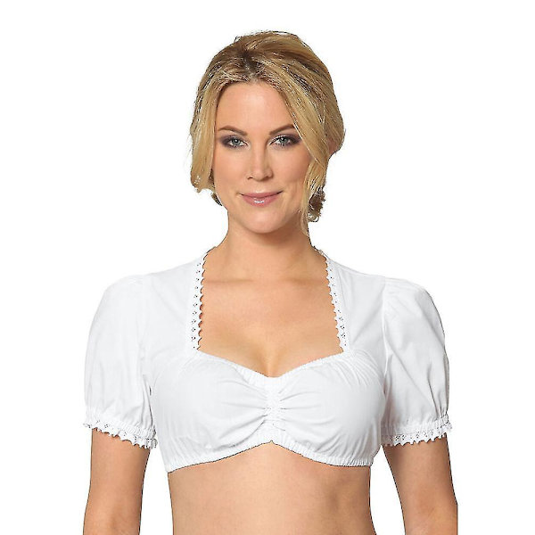 Elegant Sort Blonder Dirndl Bluse til Oktoberfest Kvinder S Pearl Hvid