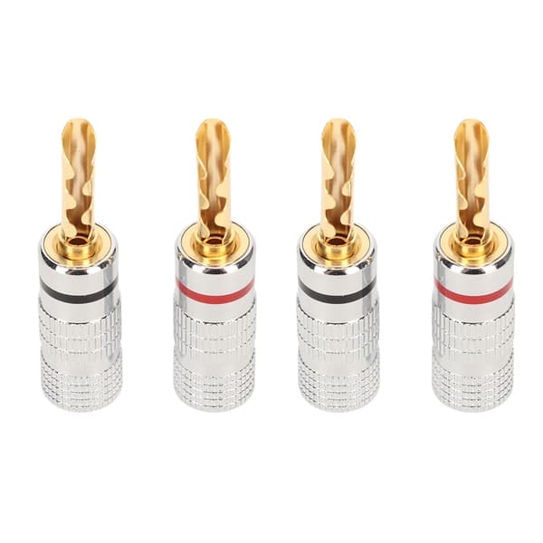 2 Par BFA Bananpluggar 4mm Guldpläterad Mässing Serrated Högtalar Pluggkontakter för Förstärkare