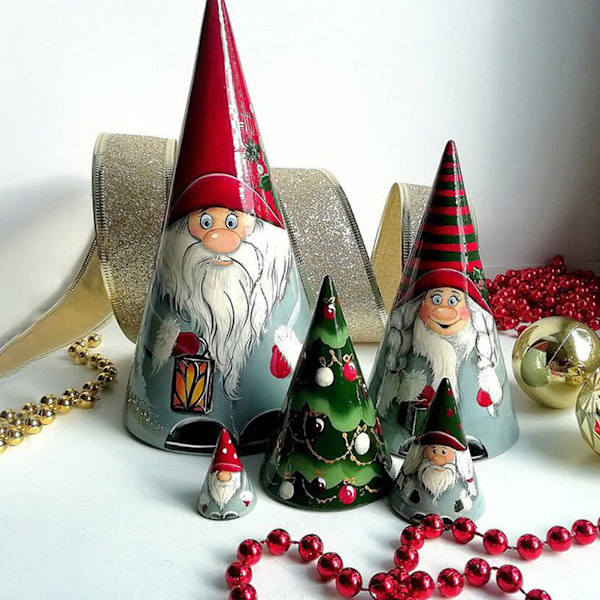 5 julbitar Matryoshka Christmas Dwarf Collection Dockor Stapling Dockor Ornament Juldekorationer