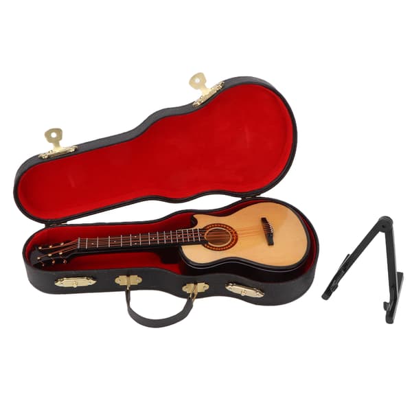 【NX】Miniatyr gitarrmodell Tre Minimusikkinstrument Gitarreplika med stativpyntL