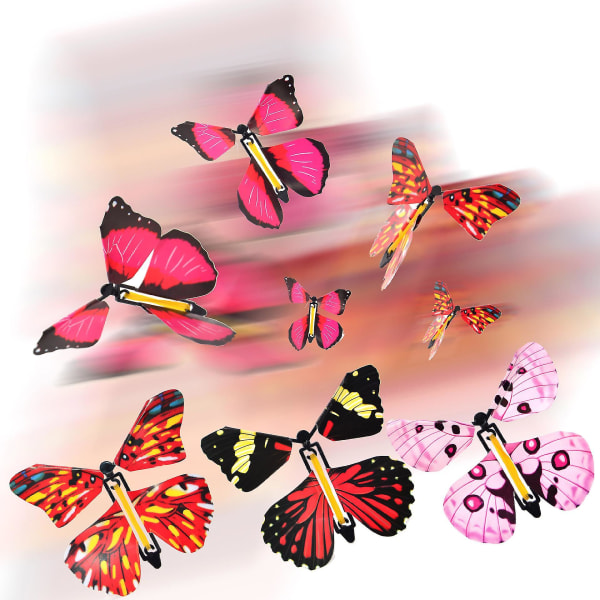 Magic Butterfly 2 st Magic Flying Butterfly Card Gummiband Butterfly Som födelsedagspresenter Slumpmässig färg