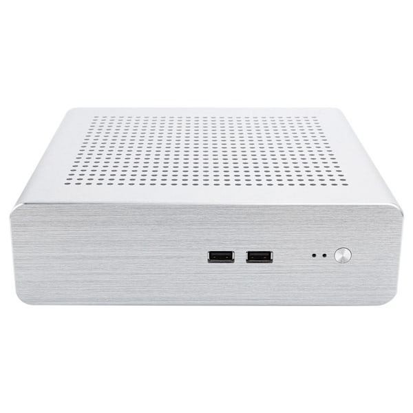 G60S HTPC-kabinet helt aluminium DCATX strømforsyning MiniITX-kabinet til stationær computer (Sølv USB2.0)