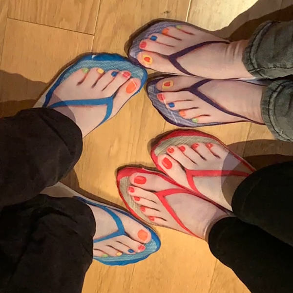 5 par strømper med manikyrtryk flip flop strømper 3D mønster strømper Casual personlige flip flop strømper lavskårne ankel strømper
