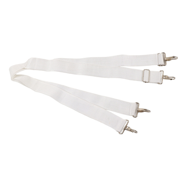 Bastrumsrem Mjuk Nylon Elastisk Justerbar Ergonomisk Bekväm trumrem med dubbla axelremmar för bastrumma Vit