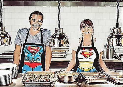 sett kjøkkenforklær - Superman-versjon for menn og kvinner, parforklær