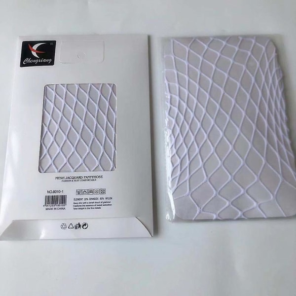 Nettstrømpe for kvinner Sort strømpebukse Fiskenett Svart/hvit White Medium large grid