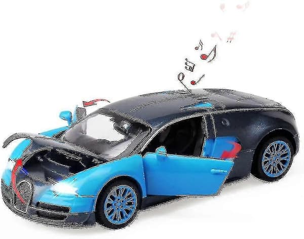 1:32 Bugatti Veyron trykstøbt bil, legeringsmodelbiler, legetøjsbiler til 3 til 12 år, blå