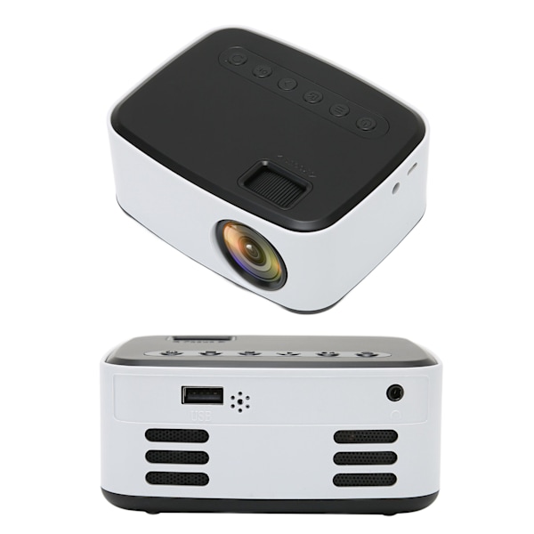 Miniprojektor Musta Valkoinen HD 1080P Kannettava Ulko- ja Kotiteatteriprojektor Älypuhelimelle Tabletille Kannettavalle Tietokoneelle TV-tikulle EU-pistoke 100‑240V