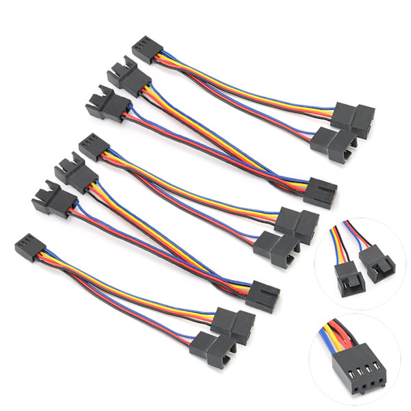 5 kpl Tuuletinjatkokaapeli johto 1-2 4-napainen liitin Splitter Adapter Virransyöttömuunnin