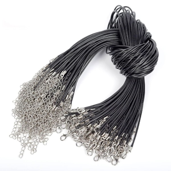 30 stykker sort vokset halskæde ledning, 2 mm flettet halskæde kæde med hummerlås, 17 tommer halskæde til gør-det-selv smykker, tilbehør til armbånd perle
