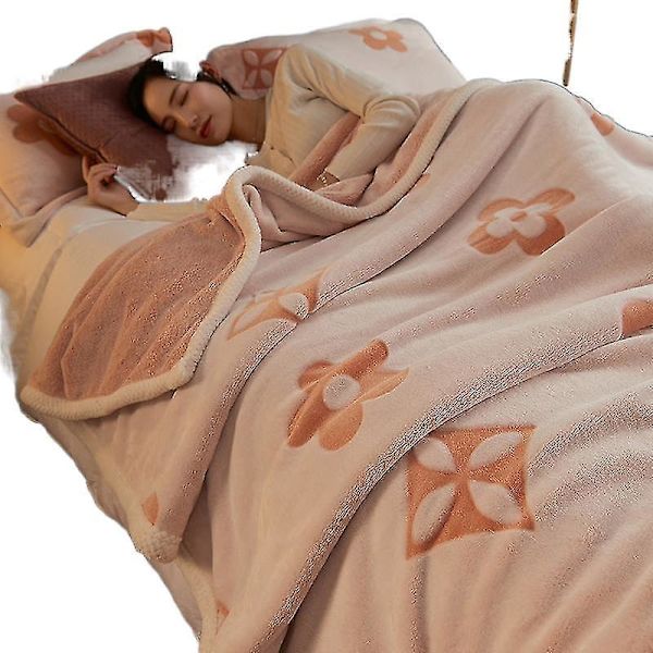 Tykt og varmt dobbeltsidet flannels tæppe 150*200cm - Firekløver Orange