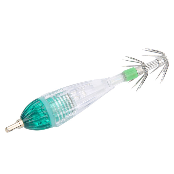 Fishing LED Lure Light Squid Shape Green Light Color Bait Underwater Lamp with Hook