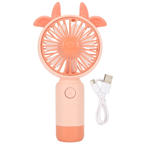 Bärbar Handhållen Fläkt Ko-Öron Form Två Hastigheter USB Uppladdningsbar Ergonomiskt Handtag Skrivbords Mini Elektrisk Fläkt Rosa
