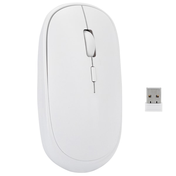 Portabel USB Uppladdningsbar 2.4GHz Trådlös Optisk Mus för PC Laptop Notebook Dator Vit