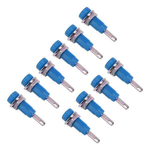 10st J.40003 2mm Banana Jack Panel Socket Extended Post Plug Adapter för elektroniskt instrumentBlå